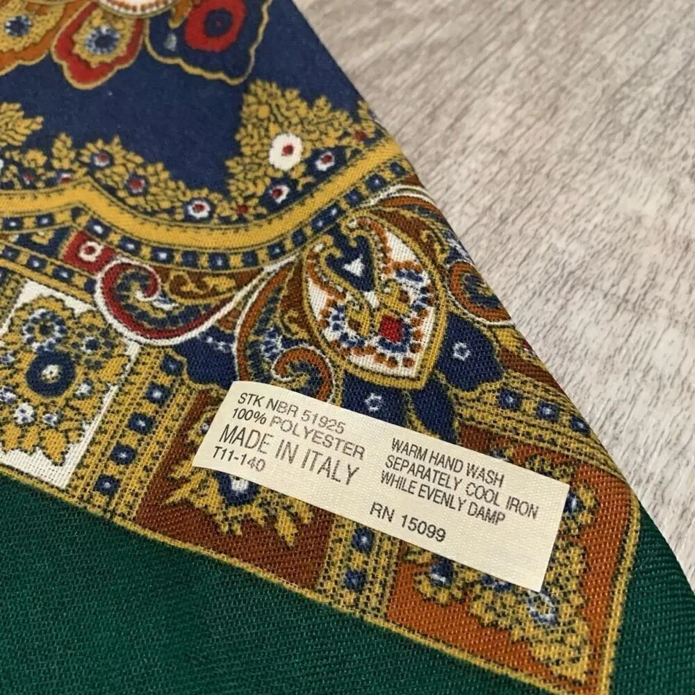 Vintage Green Wrap Scarf Paisley Floral Bright Colorful Tapestry